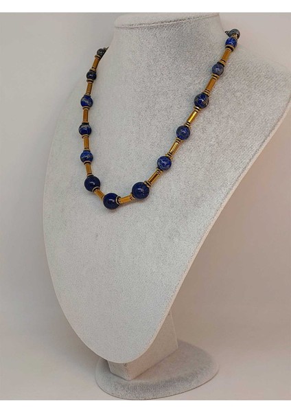 Lapis & Hematit Taşı Tasarım Unisex Kolye (45084) fırsatları