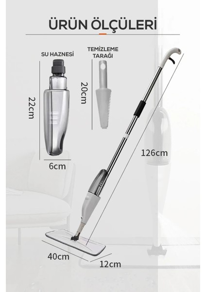 Profesyonel Su Hazneli Püskürtmeli Sprey Mop Aurora-Adr-01