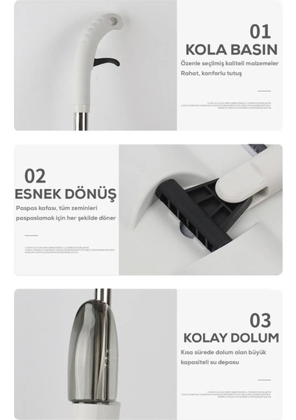 Profesyonel Su Hazneli Püskürtmeli Sprey Mop Aurora-Adr-01
