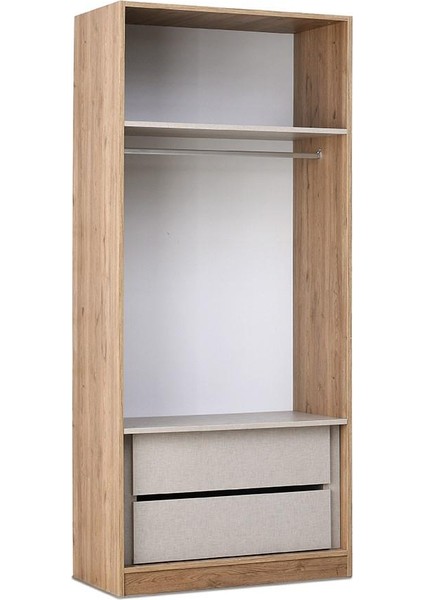 Erezoğulları Mobilya Mercan Mdf 2 Kapılı 2 Çekmeceli Gardrop Elbise Dolabı 80X53X216CM