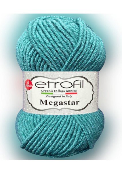 Megastar 74066 Su Yeşili %25 Yün Karışımlı Kalın Ip Hırka Yelek Atkı Bere Ipi