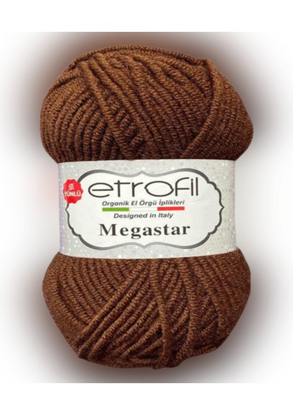 Megastar 77013 Kahverengi %25 Yün Karışımlı Kalın Ip Hırka Yelek Atkı Bere Ipi