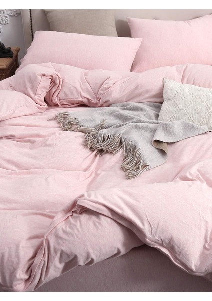 Soft Pink Tek Kişilik Çarşafı Lastikli Pamuk Nevresim Takımı