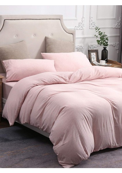 Soft Pink Tek Kişilik Çarşafı Lastikli Pamuk Nevresim Takımı