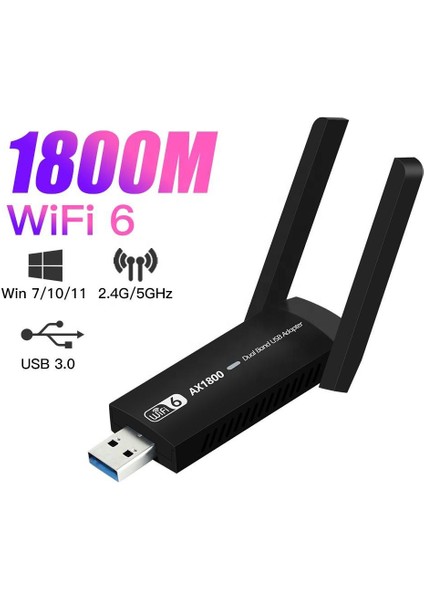 NR35 USB Wifi 6 Kablosuz Ağ Adaptörü Wireless 1800MBPS Windows Macos Linux