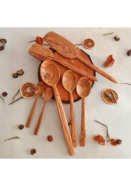 Ahşap Tahta Kaşık ve Spatula Seti - El Yapımı - Zeytin Ağacı