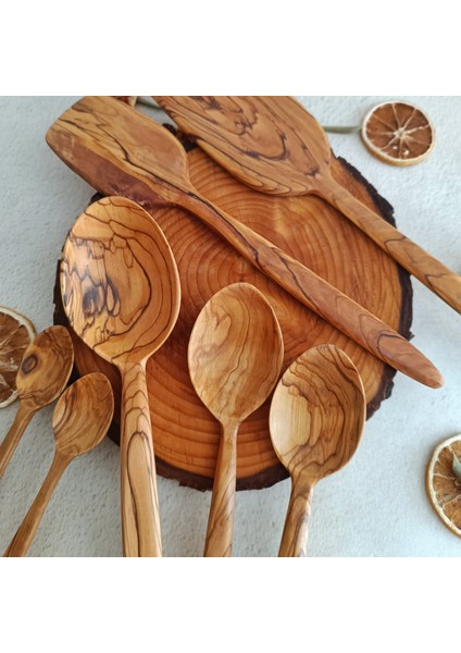 Ahşap Tahta Kaşık ve Spatula Seti - El Yapımı - Zeytin Ağacı modelleri