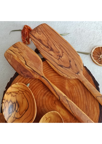 Ahşap Tahta Kaşık ve Spatula Seti - El Yapımı - Zeytin Ağacı fırsatları