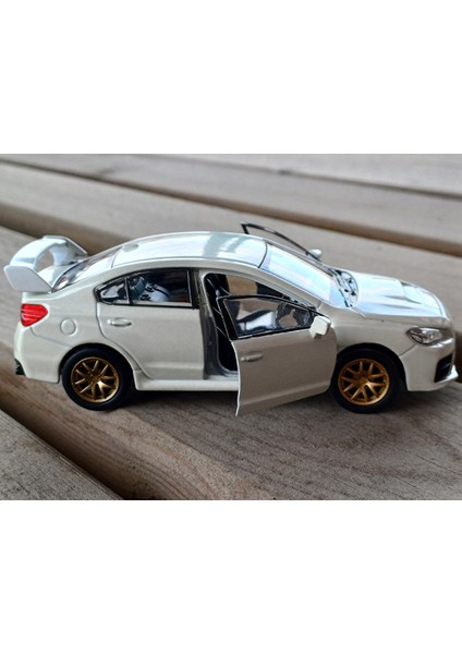 Lisanslı Subaru Wrz Stı Çek Bırak Model Metal Araba (1:34) 43693D Beyaz