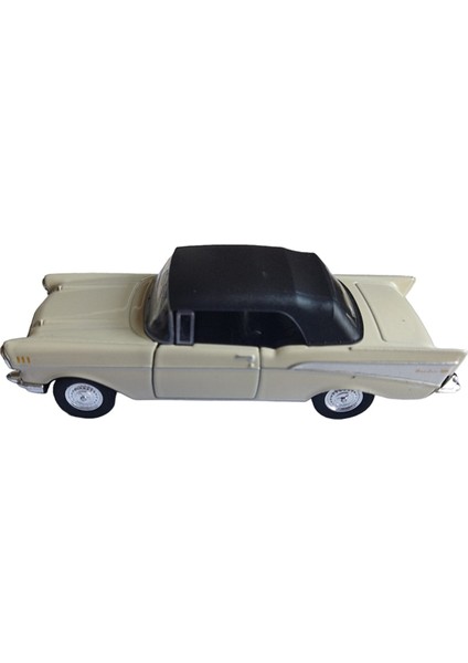 Lisanslı 1957 Chevrolet Bel Air Çek Bırak Model Metal Araba (1:34) Krem