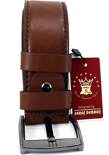 Saraç 1107 23K 4,5 cm Erkek Kot Kemer - Ceviz
