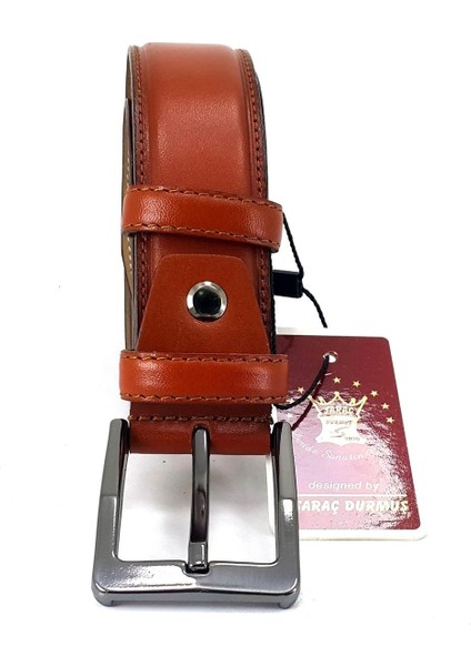 Saraç 1101 24K Erkek Klasik Dikişli Kemer Taba