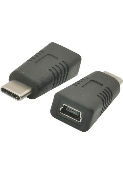 Mini USB 5 Pin (In) To Type C (Out) Çevirici Dönüştürücü Aparat