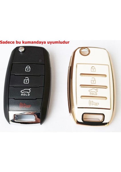 Kia Rio Ceed Picanto Sustalı Anahtar Kumanda Kılıfı Oto Anahtarlık Beyaz