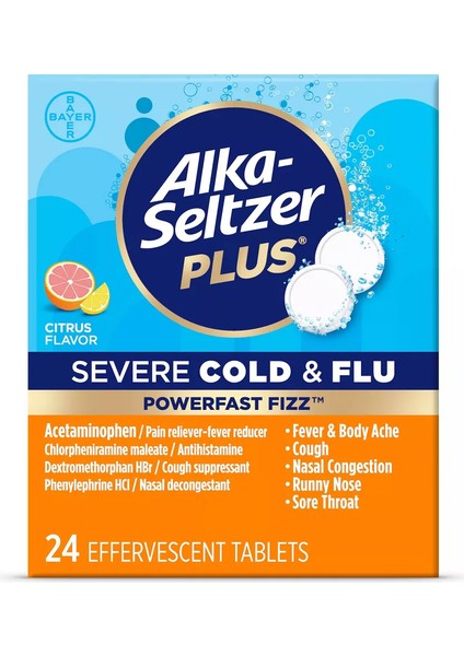 Alka Seltzer Plus Powerfast Fizz Severe Cold & Flu 24 Tablet