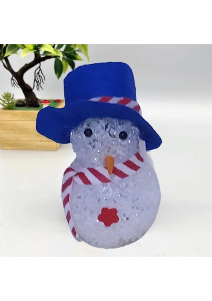 Mavi Şapkalı Renkli Işıklı Pilli El Yapımı Küçük Kardan Adam (10 cm x 5,3 Cm) 1 Adet fiyatları