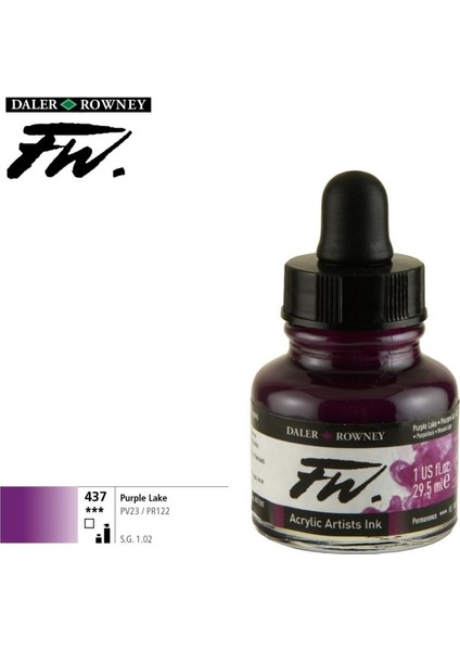 Likit Akrilik Pistole Mürekkebi Fw Ink 29.5 ml 437 Purple Lake