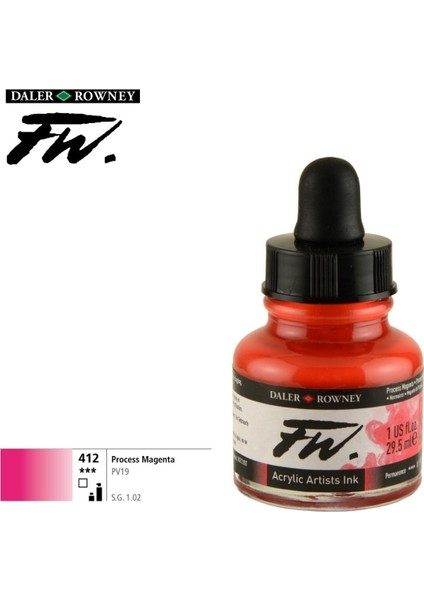 Likit Akrilik Pistole Mürekkebi Fw Ink 29.5 ml 412 Process Magenta
