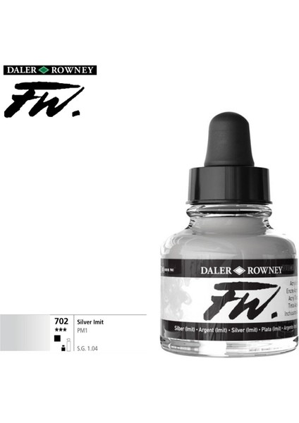Likit Akrilik Pistole Mürekkebi Fw Ink 29.5 ml 702 Silver Imit