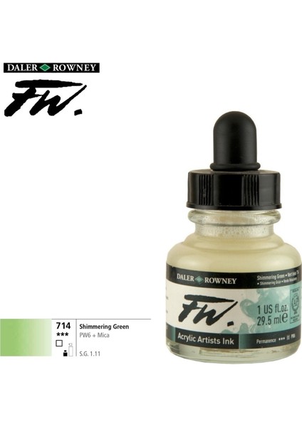 Likit Akrilik Pistole Mürekkebi Fw Ink 29.5 ml 714 Shimmering Green