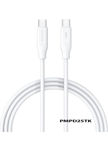 PD25TK Type-C To Type-C Pd 25W Hızlı Data/şarj Kablosu 1mt Beyaz (Her Iki Ucu Da Type-