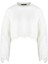 Yırtık Detaylı Oversize Crop Triko Ekru 1