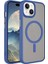 - Apple iPhone 15 Plus - Kılıf Mat Arka Yüzey Wireless Şarj Özellikli Flet Magsafe Kapak - Mavi 1