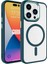- iPhone 15 Pro Max - Kılıf Sert Kablosuz Şarj Destekli Krom Magsafe Kapak 1