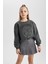 Kız Çocuk Baskılı Bisiklet Yaka Kalın Sweatshirt B7817A823WN 1