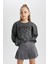 Kız Çocuk Baskılı Bisiklet Yaka Kalın Sweatshirt B7817A823WN 4