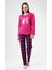 Bayan Koyu Pembe Kareli - Uzun Kollu Pijama Takımı 3