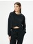 Modal Kumaş Crop Spor Sweatshirt Asimetrik Kesim Bisiklet Yaka Uzun Kollu 3