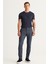 ALTINYILDIZ CLASSICS Erkek Lacivert Slim Fit Dar Kesim Yan Cepli Tweet Desenli Beli Lastikli Klasik Kumaş Pantolon 1