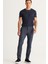 ALTINYILDIZ CLASSICS Erkek Lacivert Slim Fit Dar Kesim Yan Cepli Tweet Desenli Beli Lastikli Klasik Kumaş Pantolon 3