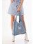 Açık Mavi Cepli Kare Desenli Kot Bez Kol & Omuz Çantası Tote Bag Kanvas Iş Günlük Jean Model 35X35 2