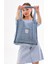 Açık Mavi Cepli Kare Desenli Kot Bez Kol & Omuz Çantası Tote Bag Kanvas Iş Günlük Jean Model 35X35 3