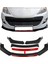 Peugeot 307 Kırmızı Renkli Şeritli Dilli Ön Lip 4 Prç Parlak Siyah Abs 1