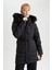 Fit Su İtici Slim Fit Kapüşonlu Suni Kürklü Puffer Şişme Parka A1559AX23WN 3