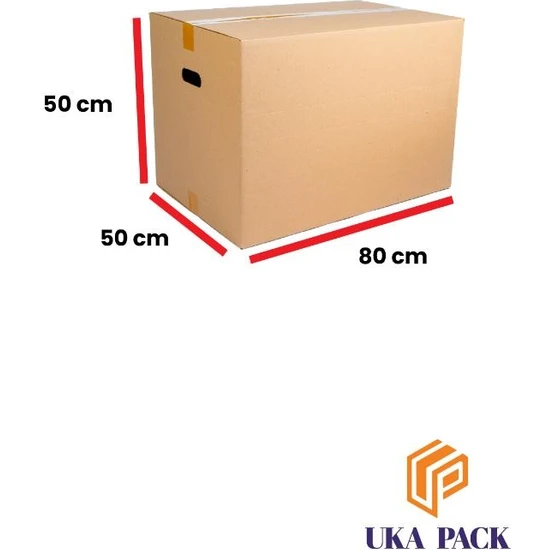 Ukapack Gramajlı El Tutamaklı Karton Taşıma-Taşınma Koli Kutu 80X50X50 - 5 Adet