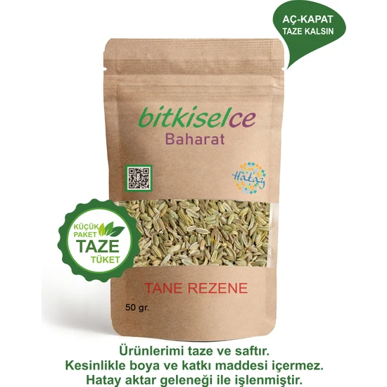 Bitkiselce Premium Kalite Doğal Tane Rezene - Sağlığın ve Lezzetin Kaynağıi 100 gr.