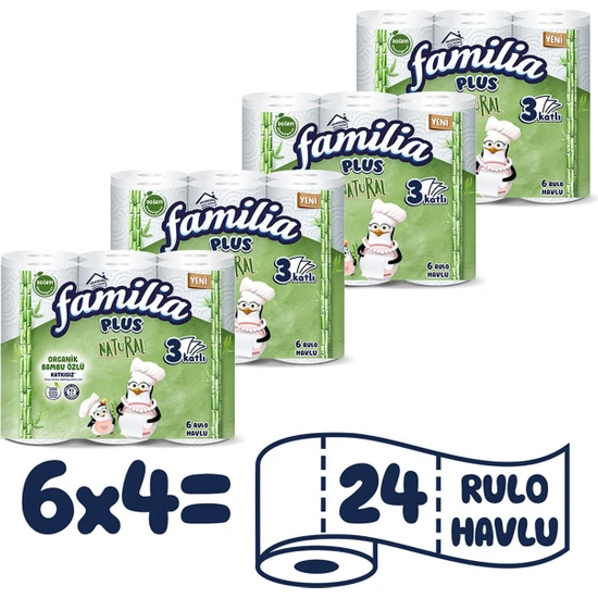 Familia Natural Plus Kağıt Havlu 24 Rulo (6x4)