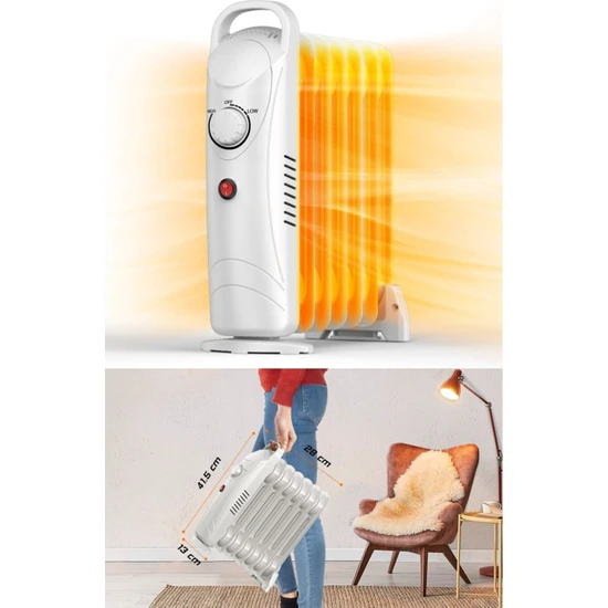 Magnotto Mini Yağlı Radyatör Küçük Elektrikli Yağlı Petek Elektrikli Isıtıcı Dilimli Ofis Masa Altı Heating