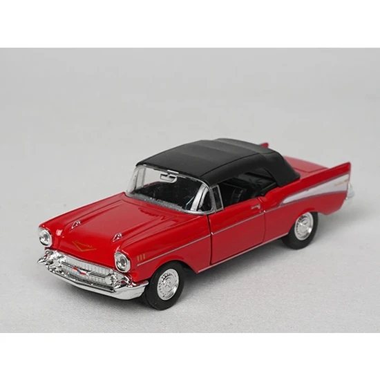 Toprock Store Lisanslı 1957 Chevrolet Bel Air Çek Bırak Model Metal Araba (1:34) Kırmızı