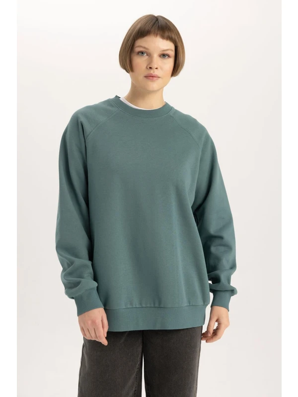 DeFacto Oversize Fit Bisiklet Yaka Kalın Sweatshirt V2697AZ23WN