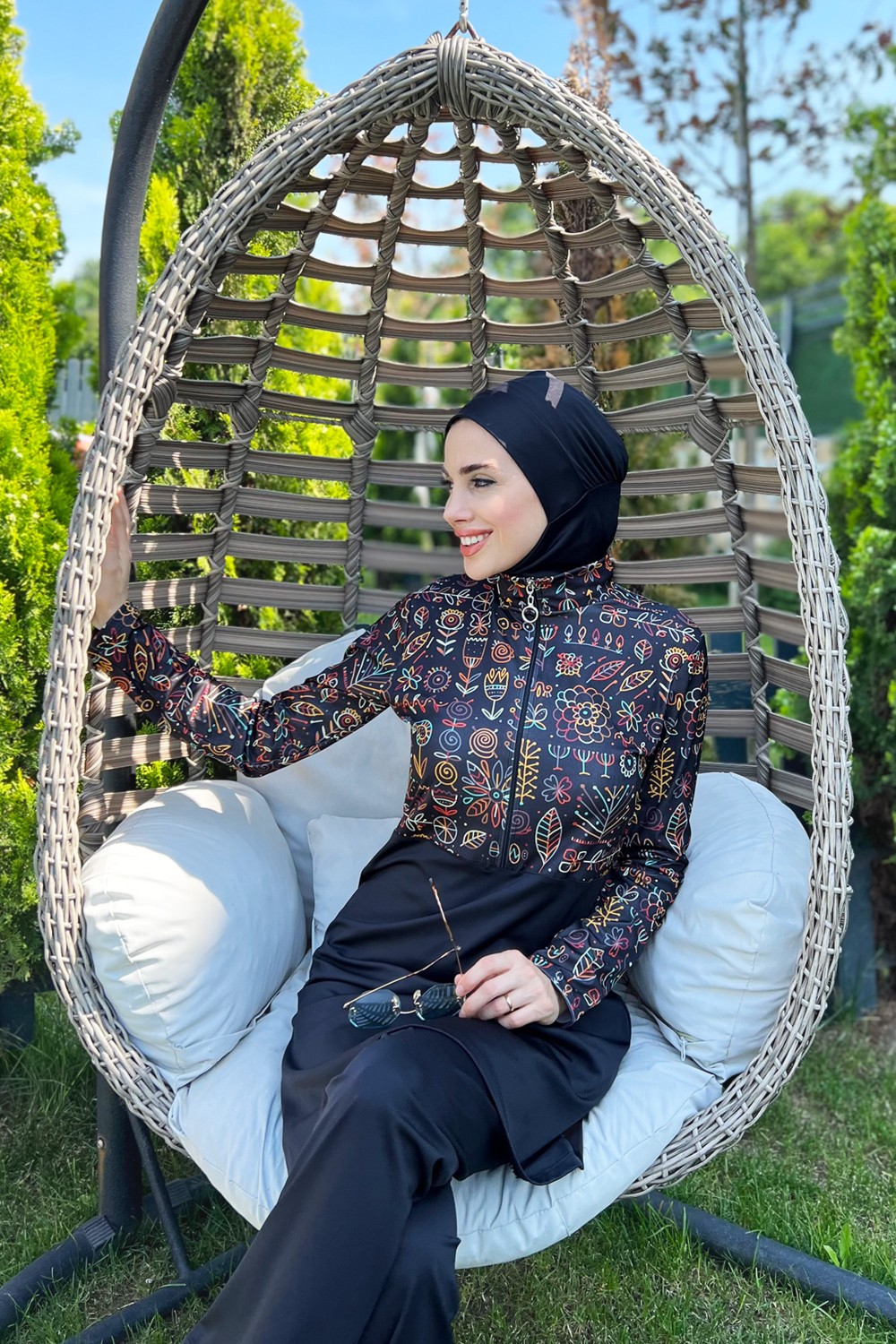 Remsa Mayo Yarım Fermuarlı Likralı Tam Kapalı Mayo 3lü Set R4507 Çiçek Tema görsel 2