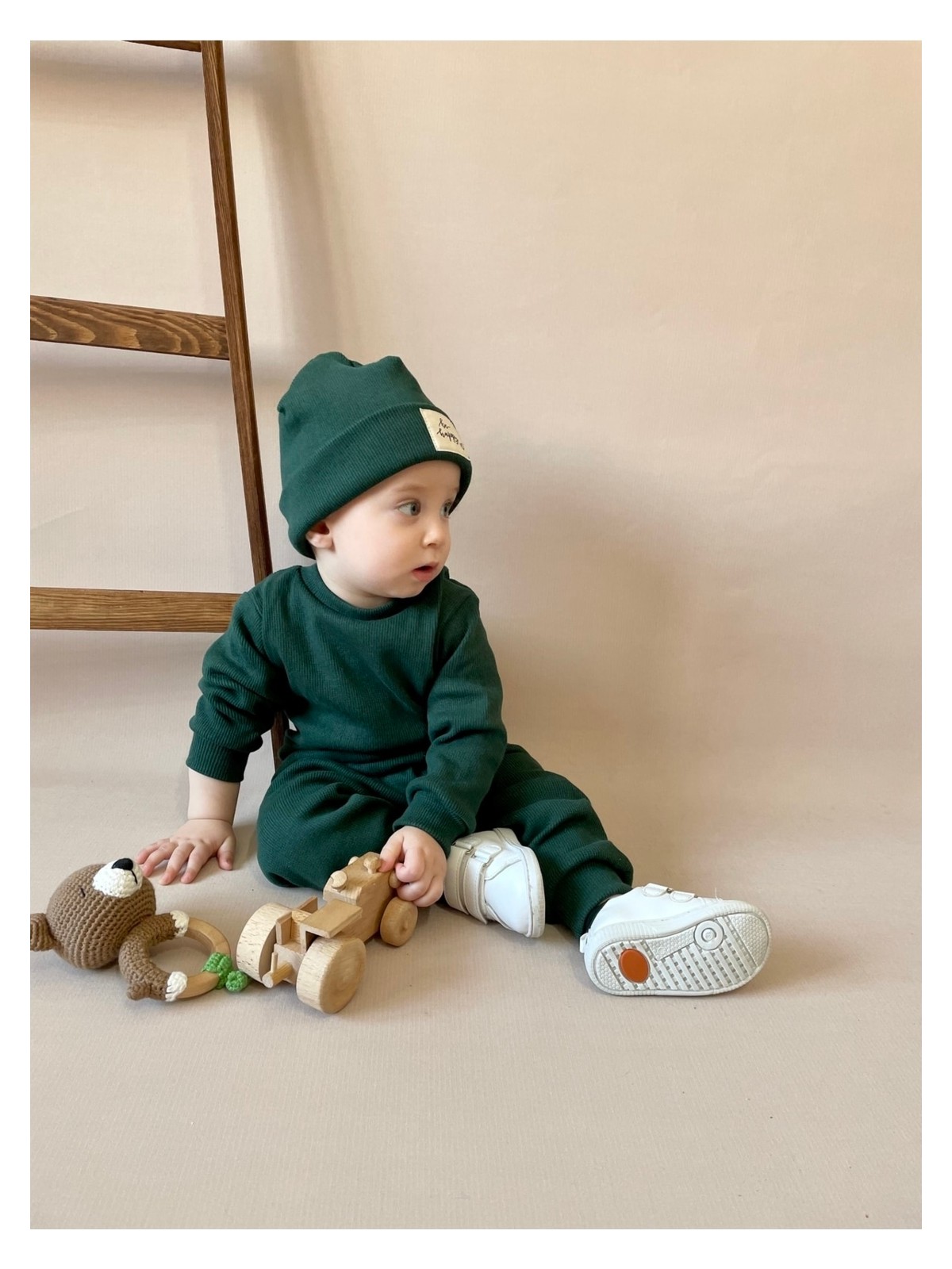 MiaBaby Pamuk Bereli 3'lü Takım Bebek ve Çocuk Nefti Yeşil