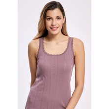 İlke %100 Pamuk Dantelli Jakarlı Kalın Askı Atlet 2024 (1 Adet)