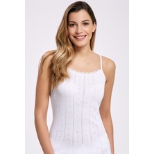 İlke Jakarlı Dantelli İp Askılı Atlet %100 Pamuk 2023 (1 Adet)