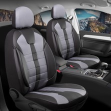 Deniz Tuning Dacia Duster Lüx Uyumlu Deri Detaylı Oto Koltuk Kılıfı 5'Li Set Tam Takım Vista Siyah Gri