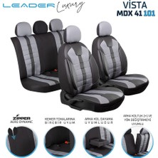 Deniz Tuning Seat Arona Lüx Uyumlu Deri Detaylı Oto Koltuk Kılıfı 5'Li Set Tam Takım Vista Siyah Gri